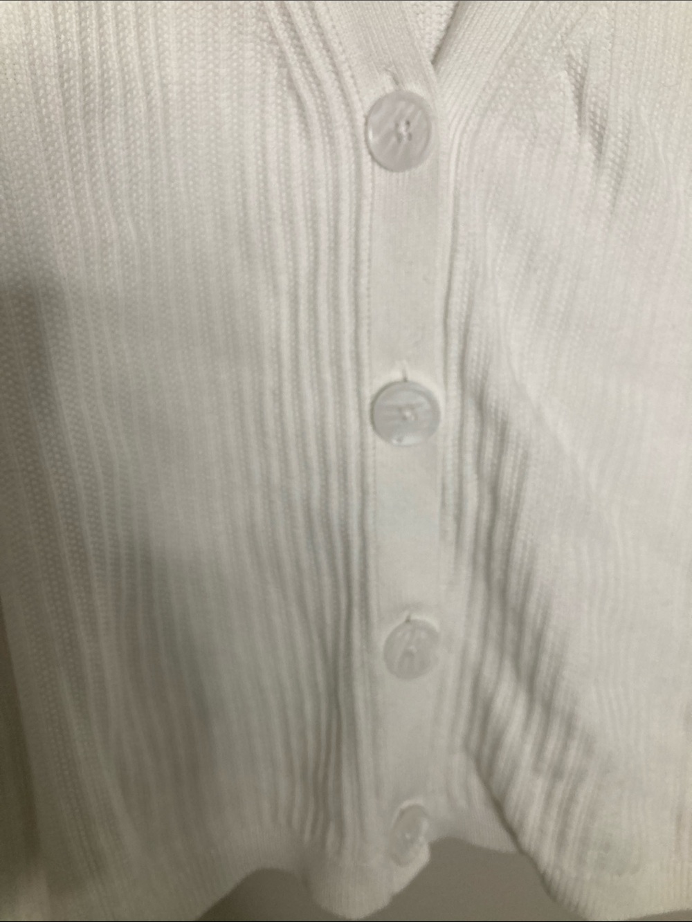Talbots Cream Ribbed V-Neck Button Front Cardigan M - Picture 3 of 9